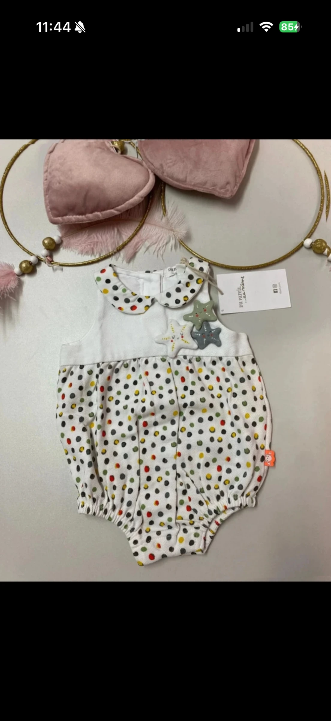 Barboteuse Bébé à Pois Multicolores (neuf) - Taille 1 mois
